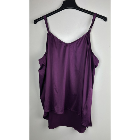 Torrid Dream Satin Lace Trim Sleeveless Sleep Cami Purple & Black Plus Size 3 3X - Picture 3 of 6